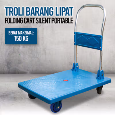 DLPO Troli Barang Lipat Trolley Folding Cart Portable 47x69cm 150kg - DP303 - Blue