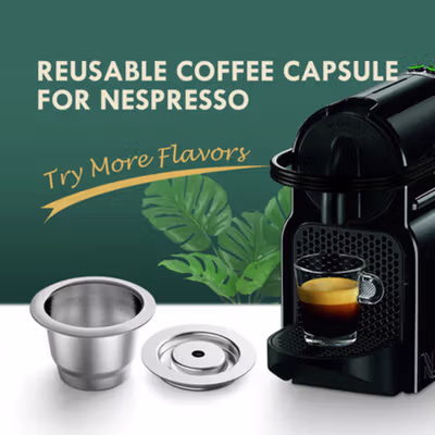 iCafilas Refillable Coffee Capsule Stainless Steel 1 PCS for Nespresso - Silver