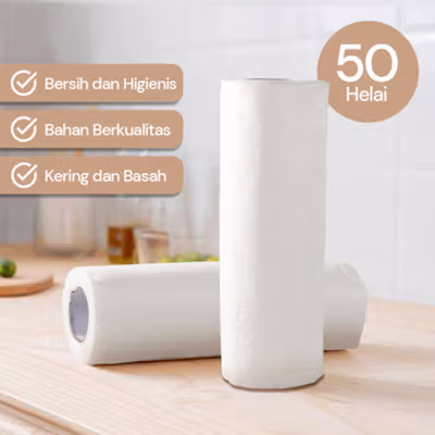 Lazy Rag Tisu Kertas Disposable Paper Towel 1 Roll (50 Helai) - MB104P - White