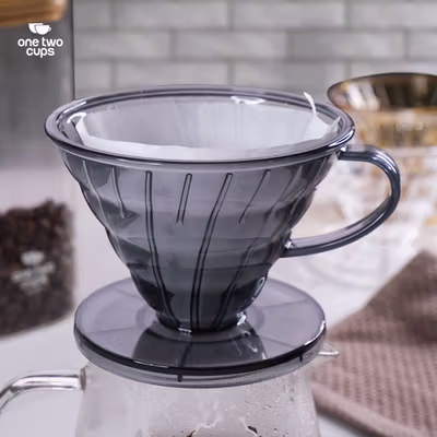 One Two Cups Filter Penyaring Kopi V60 Cone Coffee Dripper Plastik - SE105 - Gray