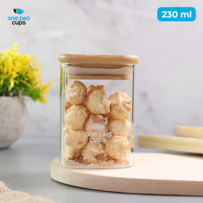One Two Cups Toples Kaca Penyimpanan Makanan Kedap Udara Storage Jar 230ml - HC1019 - Transparent