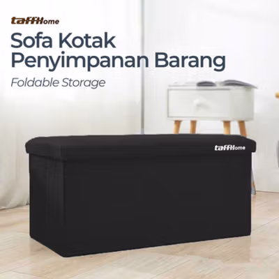 TaffHOME Sofa Kotak Penyimpanan Barang Foldable Storage Box 48x30x30cm - L170 - Black