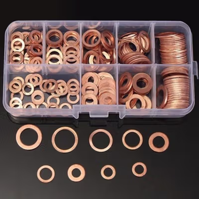 Taffware Ring Baut Gasket Bolt & Nut Flat Ring Tembaga 200 PCS - ELC755 - Golden