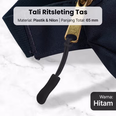 Tali Ritsleting Tas Gantungan Plastik Nilon - RV98 - Black