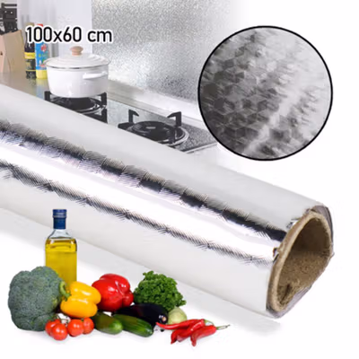 AWOO Sticker Wallpaper Aluminium Foil Anti Minyak Waterproof 100x60cm Cubic - YK-292 - Silver