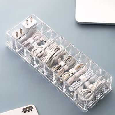 BNBS Kotak Kabel Organizer Cable Storage Box Acrylic 8 Slot - BN-2046 - White