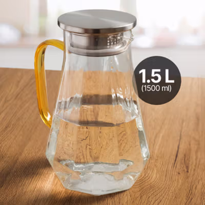 BORREY Teko Pitcher Kaca Tahan Panas Api Water Jug Borosilicate 1.5L - BRO-046 - Transparent