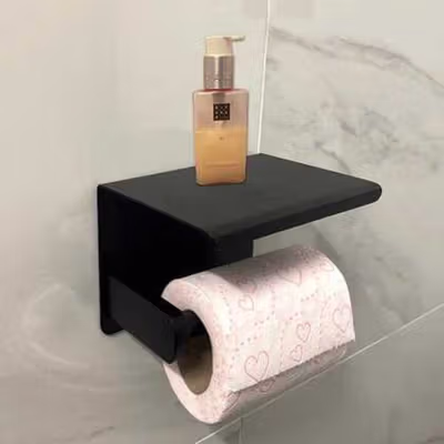 HOUSEEN Gantungan Tempat Tisu Toilet Tissue Wall Mount - K-56 - Black