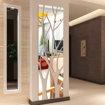 SOLEDI Sticker Cermin Dekorasi Dinding 3D Acrylic 1000x280mm - SL100 - Silver