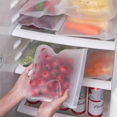 TaffPACK Kantong Plastik Organizer Makanan Silikon Food Bag Ziplock Size L - B0271 - Transparent