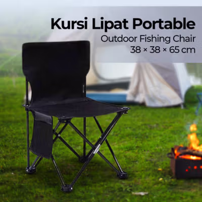 TaffSPORT Kursi Lipat Portable Outdoor Folding Chair L 38x38x65cm - DFC001 - Black