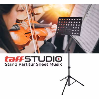 TaffSTUDIO Stand Partitur Musik Portable Folding Music Sheet Orchestra - P-06HC - Black