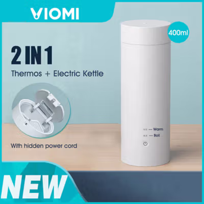 VIOMI Teko Listrik Bottle Cup Portable Stainless Steel 400ml 300W 220V - YM-K0401 - White