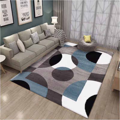 AARDMAN Karpet Lantai Abstrak Permadani Bulu Lembut Abstract Carpet 50x80cm - BQ001 - White/Blue