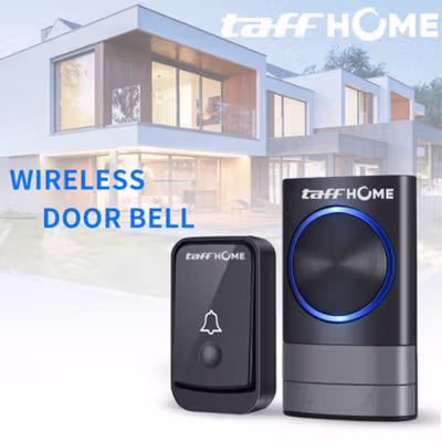 TaffHOME Bel Pintu Wireless Door Bell Waterproof EU Plug 45 Melodies - Q189 - Black