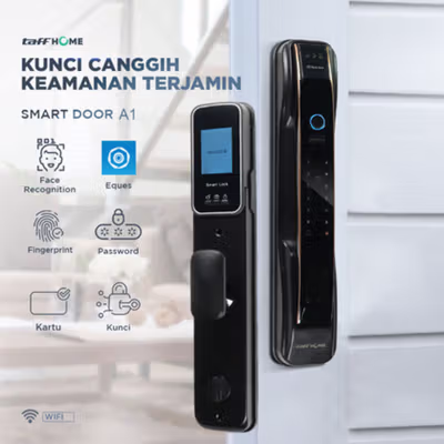 TaffHOME Smart Door Lock Fingerprint 3D Face Recognition Card Eques - A1 - Black