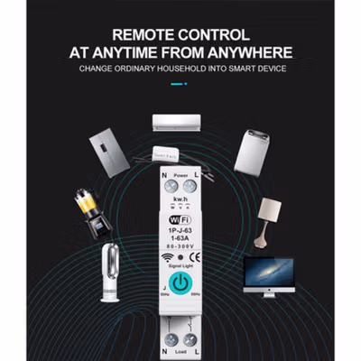 Taffware MCB Smart Circuit Breaker Switch WiFi Tuya 1P 63A 300V - 1P-J-63 - White