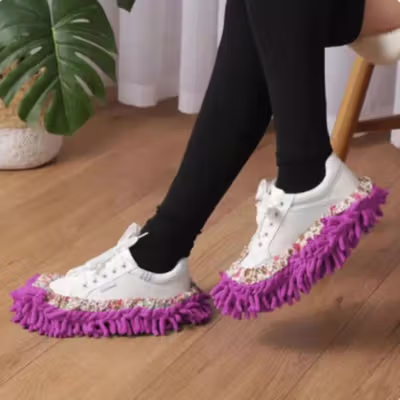 Chenille Kain Pel Microfiber Sarung Kaki Cendol Floor Cleaning Slipper - CN706 - Purple