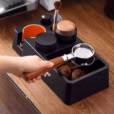 One Two Cups Wadah Ampas Kopi Knock Box with Portafilter Holder - MG34 - Black