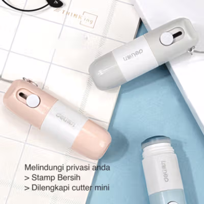 Deli Stempel Penghapus Resi 2 in 1 Cutter Pembuka Paket - JQ122 - Mix Color