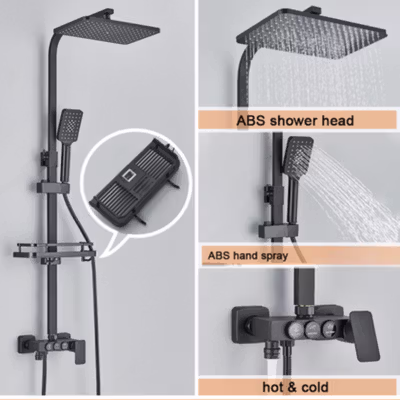 FAUCET Set Shower Mandi 3 Way Hand Spray Hot and Cold 3 Button - 3HC - Black