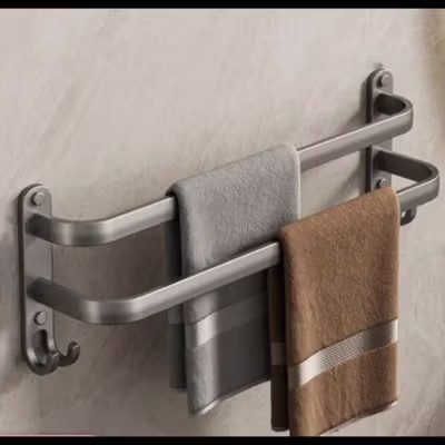 GUMI Rak Dinding Kamar Mandi Gantungan Handuk Double Layer - GM50 - Gray