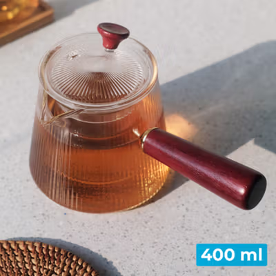 HMLOVE Teko Teh Kaca Saringan Tahan Panas Api Infuser Teapot 400ml - HM04 - Transparent