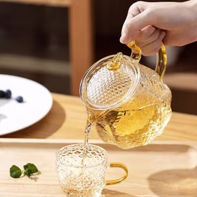 HMLOVE Teko Teh Kaca Saringan Tahan Panas Api Infuser Teapot 600ml - HM5 - Transparent