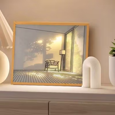 INS Lampu Meja Hias 3D Lukisan Kayu Akrilik 3in1 Color Painting LED Empty Room - DR5W - Brown