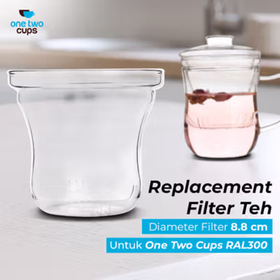 One Two Cups Saringan Teh Filter Pengganti Cangkir Teh Kaca 300ml - RAL3001 - Transparent