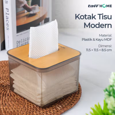 TaffHOME Kotak Tisu Kayu Plastik Facial Paper Tissue Box Organizer - ZJ10 - Transparent