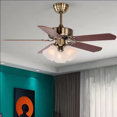 SOVE Kipas Angin Gantung Plafon Ceiling Fan Lampu E27 48 Inch - UN-30 - Golden