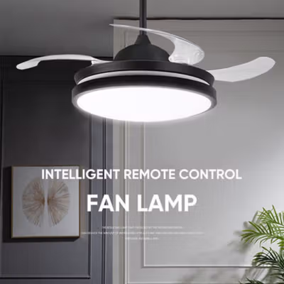 YOTTA Kipas Angin Gantung Lampu LED Tri Color with Remote Control 42 Inch - Y8004 - Black