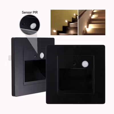 BOLXZHU Lampu Dinding Hias Rumah Tangga PIR Sensor LED Warm White 3W - HCGY003 - Black