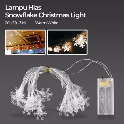 Lampu Hias String Lights Snowflake Christmas Decoration Battery 20 LED - HH-002 - Warm White