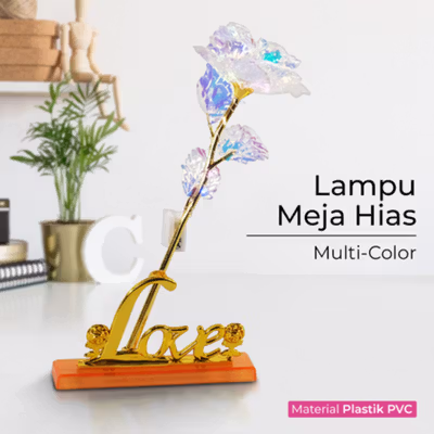 Love Golden Rose Lampu Hias LED Mawar Beauty And The Beast RGB 1 PCS - JZ-699 - Multi-Color