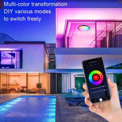TaffLED Lampu Plafon LED Ceiling Light Bluetooth WiFi APP RGBCW 24W - PF05 - Black