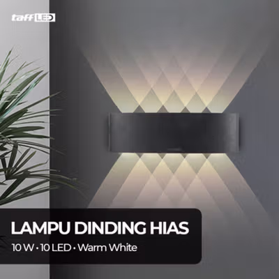 TaffLED Lampu Hias Dinding Up Down Light 10 LED Warm White 3000K 10W - 10T - Black