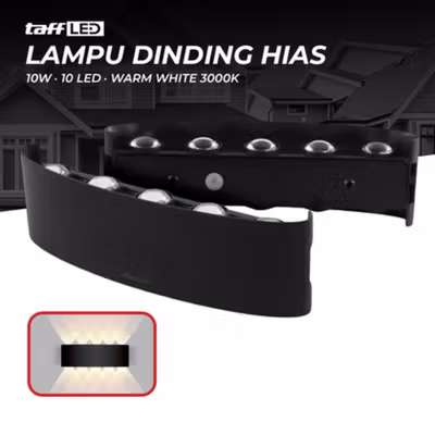 TaffLED Lampu Hias Dinding Outdoor Minimalis Warm White 3000K 10W - RL-B15 - Black