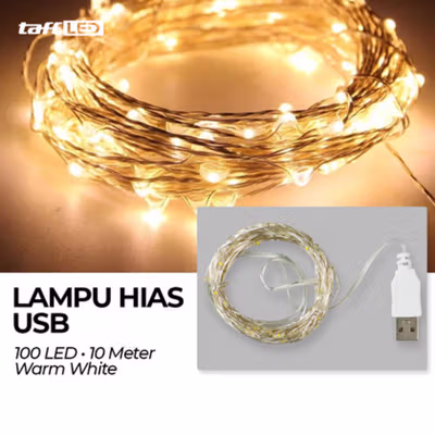 TaffLED Lampu Hias String Lights Tumblr IP65 USB Warm White 3000K 10M - TDC-01 - White
