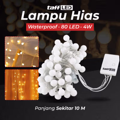 TaffLED Lampu Hias String Light Tumblr Outdoor Ball 80 LED 4W 10M - YJT80L - Warm White