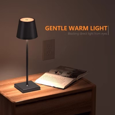 TaffLED Lampu Meja Hias Touch LED Desk USB Rechargeable Tri Color 3W - J420 - Black