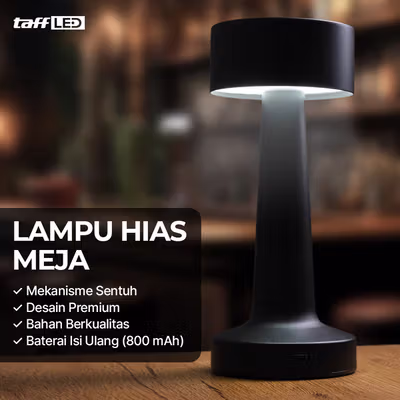 TaffLED Lampu Meja Hias Touch LED USB Rechargeable Tri Color 3W - QS-004 - Black