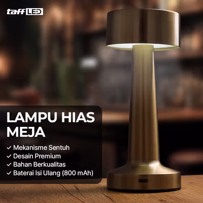 TaffLED Lampu Meja Hias Touch LED USB Rechargeable 3 Color 3W - QS-004 - Golden