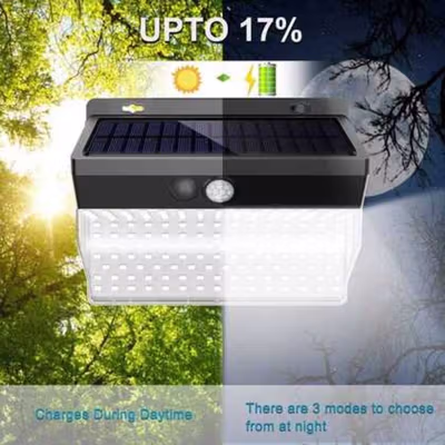Woopower Lampu Dinding Outdoor Solar Sensor Gerak 206LED 1W Cool White - XF-2026 - Black