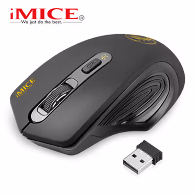 iMICE Mouse Gaming Wireless Optical 2.4GHz Ergonomic 2000DPI Normal Version - E-1800/G-1800 - Black