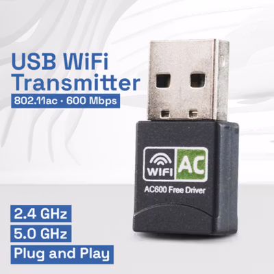 EASYIDEA Mini USB WiFi Transmitter Receiver 802.11ac 600Mbps - WL4 - Black