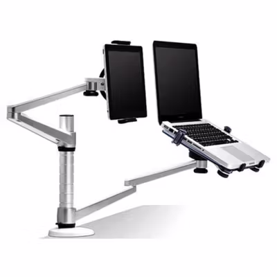 Bracket Laptop dan Tablet Holder Mount Multifungsi Aluminium 2 Arm - OA-9X - Silver