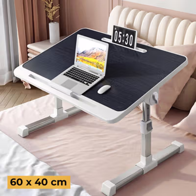 TaffHOME Meja Lipat Laptop Belajar Foldable Bed Table Adjustable - KS02 - Black
