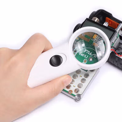 Kaca Pembesar Handheld Magnifiying Glass Lup with 2 LED 35mm 8X - JM-Z19 - White